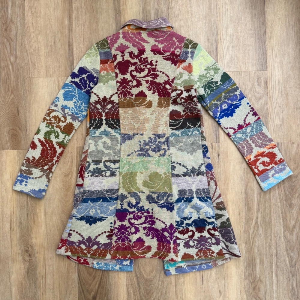 Relais Tapestry Knit Patchwork Floral Damask Coat Jacket boho artsy S VTG - Picture 4 of 9